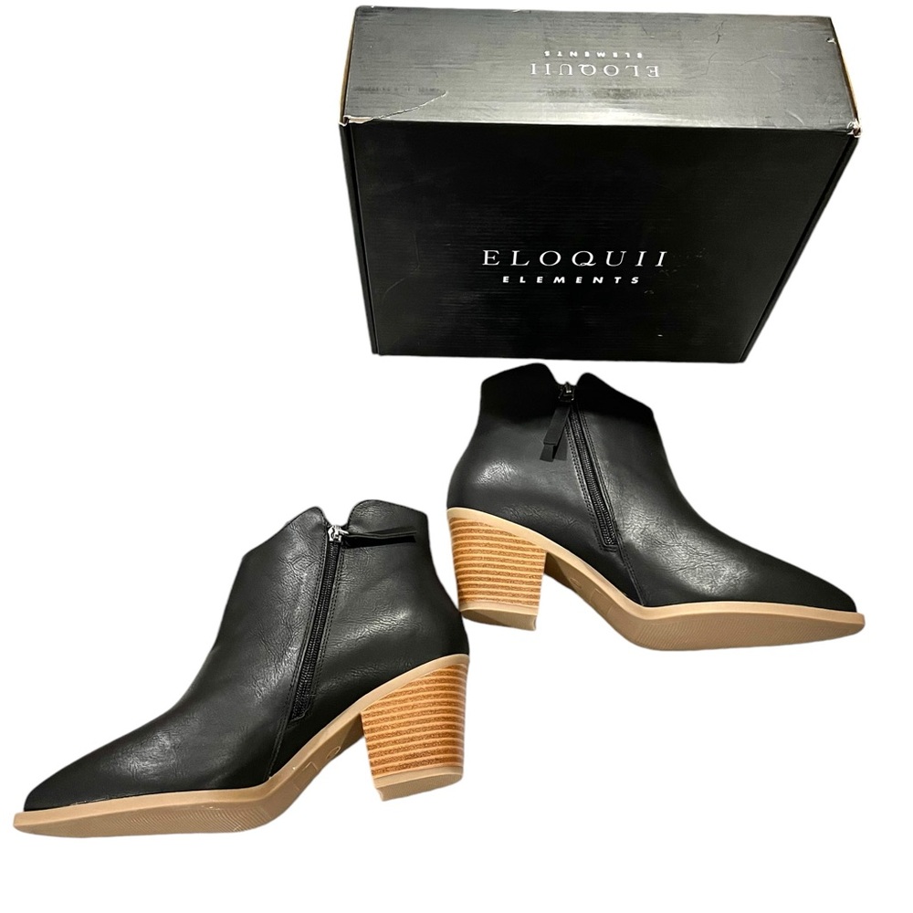 Black Ankle Boot Size 9.5 Wide With 2.5” Heel Booties NEW By Eloquii - Picture 2 of 7
